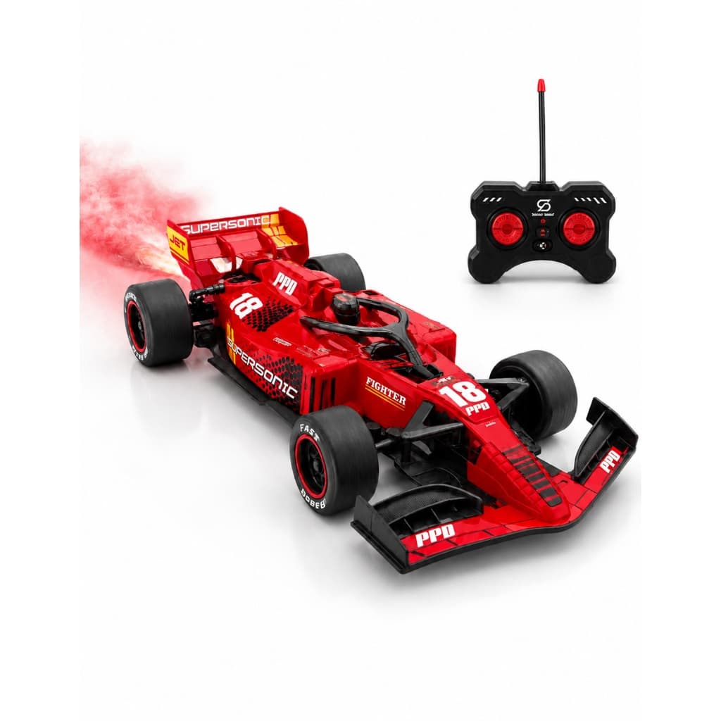 Brinquedo Carrinho Formula 1 Corrida Controle Remoto Recarregavel Solta Fumaça