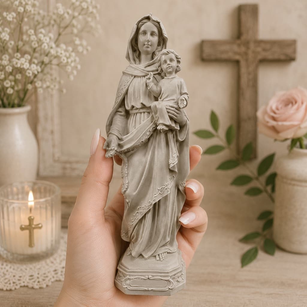 Nossa Senhora do Rosário 22cm Escultura de Resina Delicada Lembrancinha