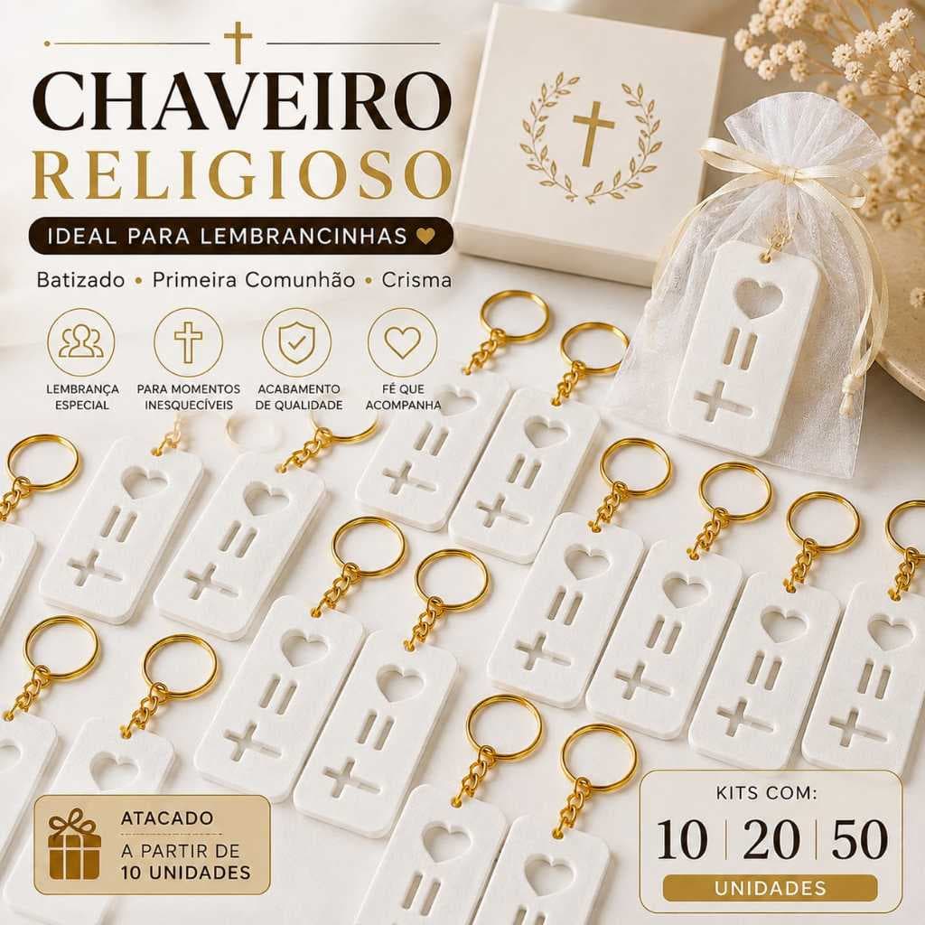 Chaveiro Religioso Lembrancinha Igreja – Cruz Jesus Foi Por Amor – Kit Atacado