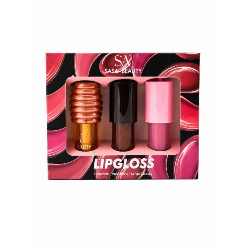 KIT 3 LIP GLOSS SASA BEAUTY – HIDRATAÇÃO E MUITO BRILHO
