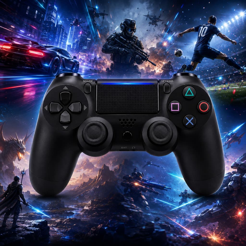 Controle Sem Fio Compatível com PS4 Bluetooth Gamepad Joystick Bateria Recarregável Premium