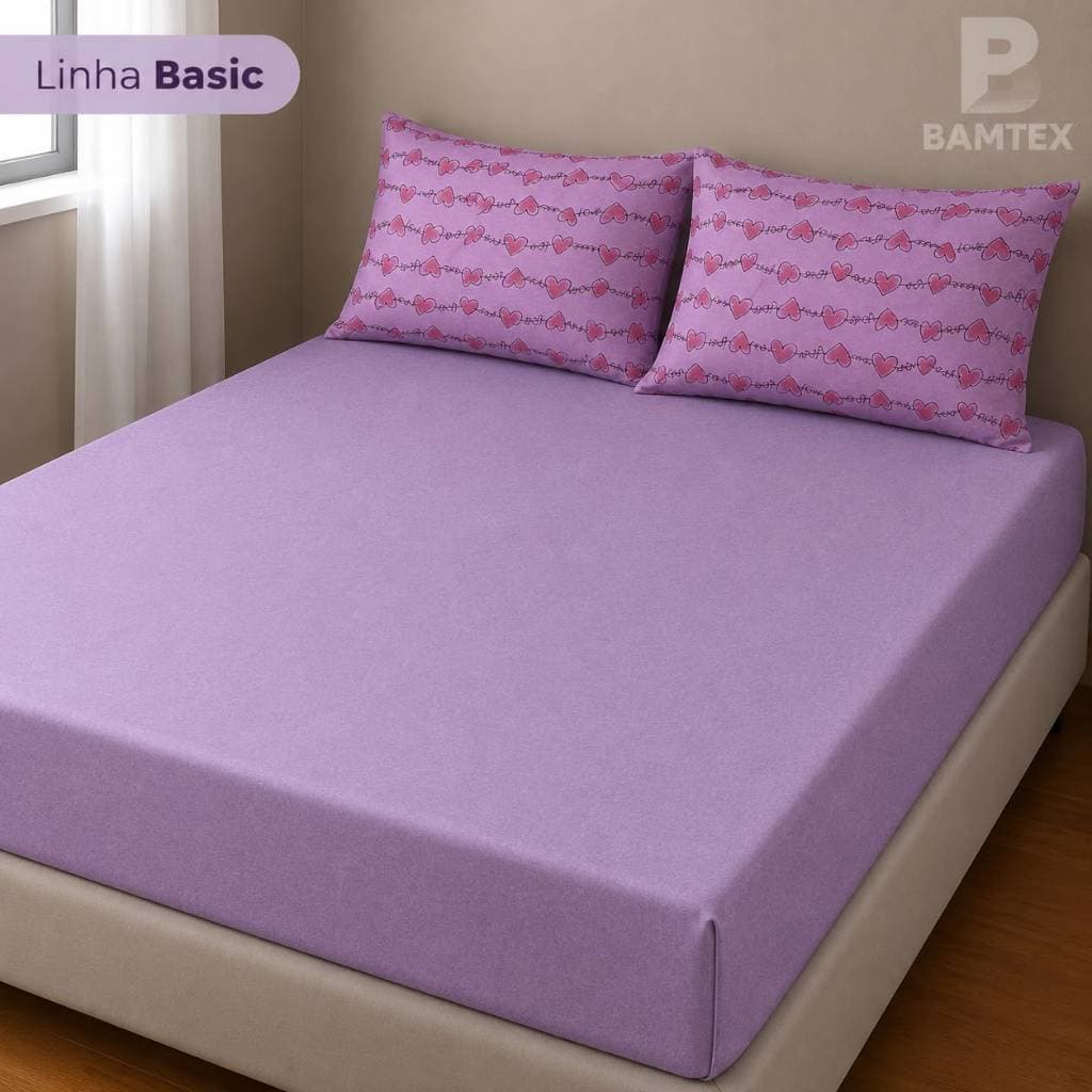 Lençol Casal Com Elástico + Fronhas - BAVATEX - Solteiro, Casal e Queen. 100% Algodão