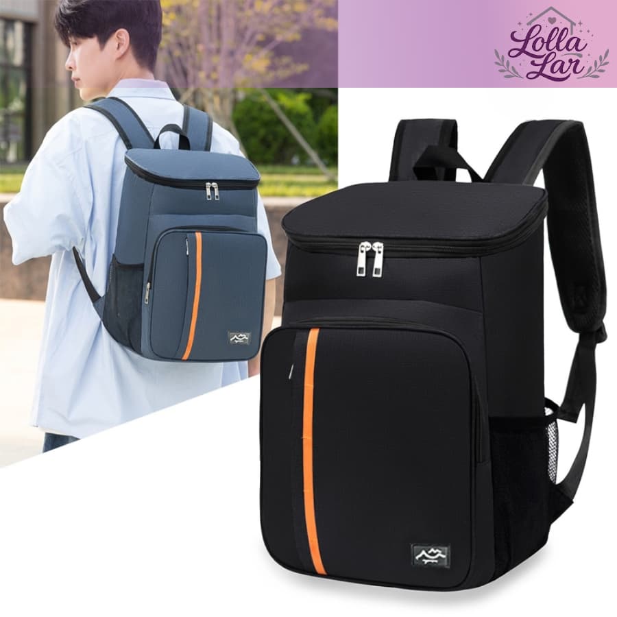 Bolsa Térmica 25 Litros, Grande, com Bolsos Laterais e Frontal, Isolamento Térmico, Marmita e Lancheira