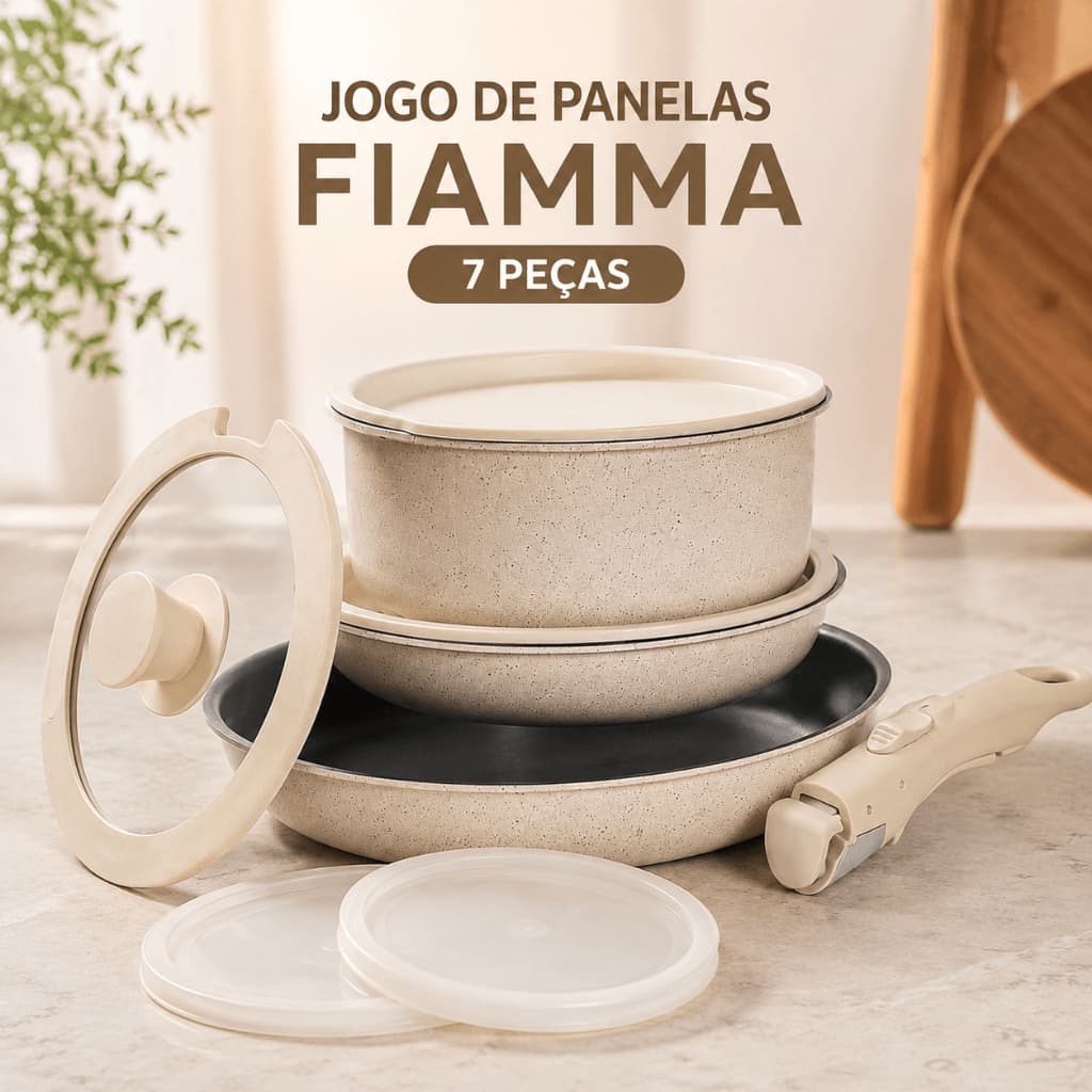 Jogo de Panelas Wincy Casa Fiamma com 7 peças, desenvolvido para trazer praticidade, versatilidade e funcionalidade para