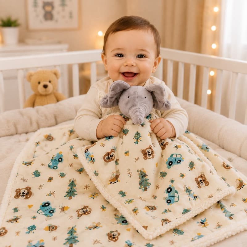 Kit Edredom Sherpa + Naninha Quentinha para bebê (Menina/Menino) (1 NANINHA)