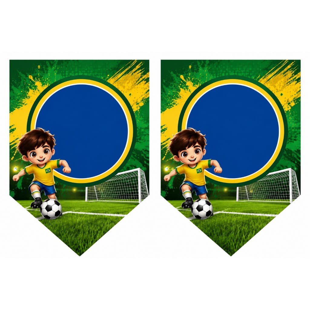 Bandeirolas Futebol Personalizadas para Festas - 12 BANDEIRINHAS Brasil - com o barbante