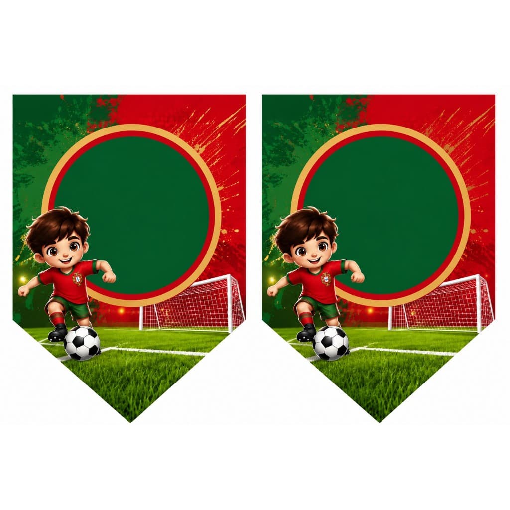 Bandeirolas Futebol Personalizadas para Festas - 12 BANDEIRINHAS Portugal - com o barbante