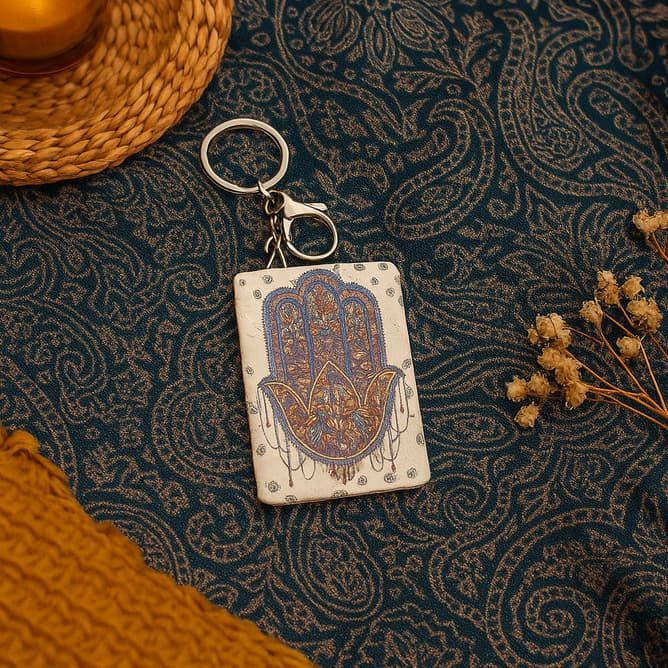ESPELHO DE BOLSO/BOLSA RETANGULAR MÃO DE HAMSÁ INTRICADA