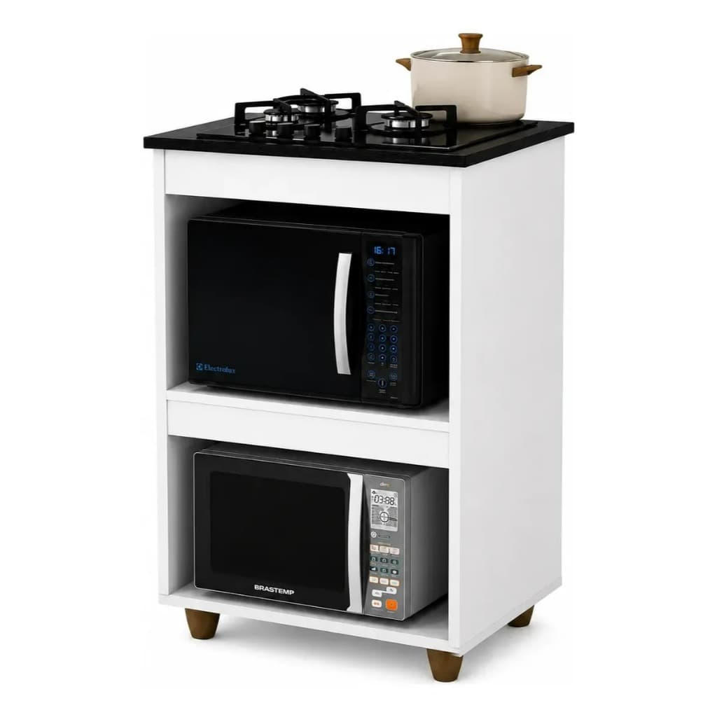 Balcão Cooktop 4 Bocas com 2 Nichos Organizador de Cozinha