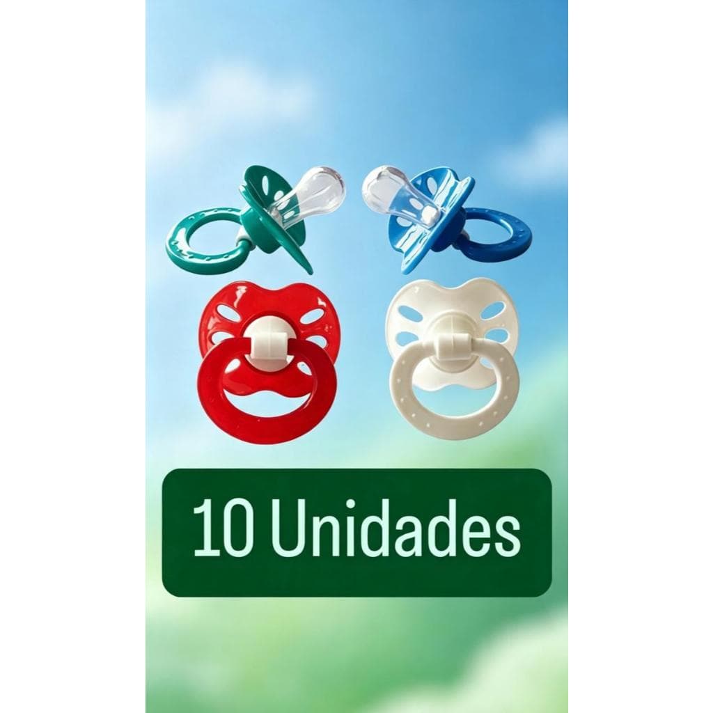Chupeta Plus Bico Redondo Para Menino Pacote Com 10 Unidades Baby Nany 4 Cores