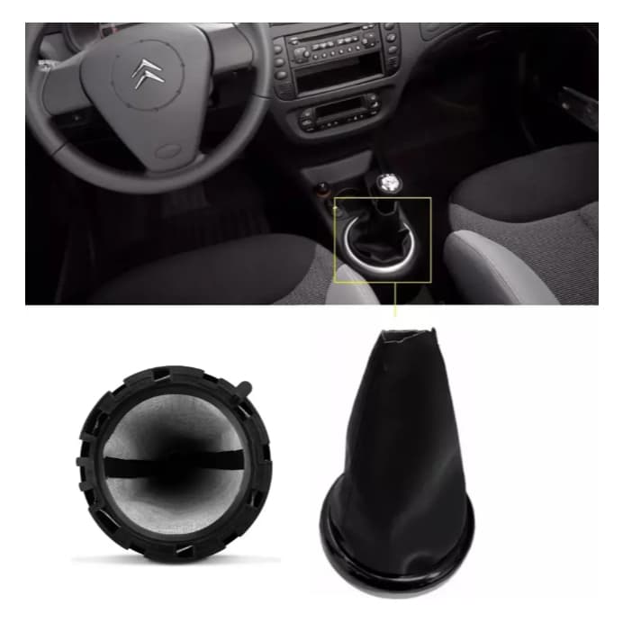 Coifa De Câmbio Aro Preto Citroen C3 2004-2012