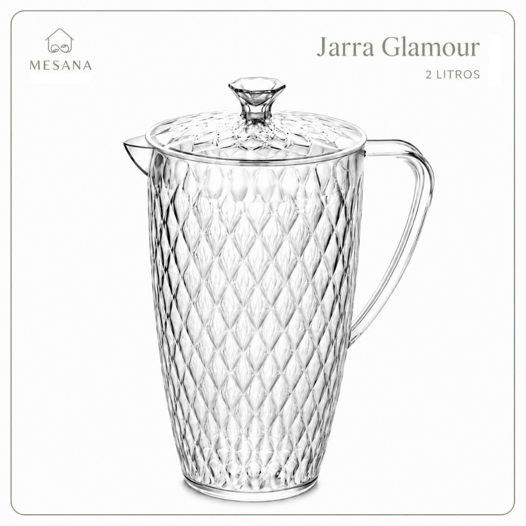 Jarra Acrílica 2 Litros Tampa Transparente para Suco Água