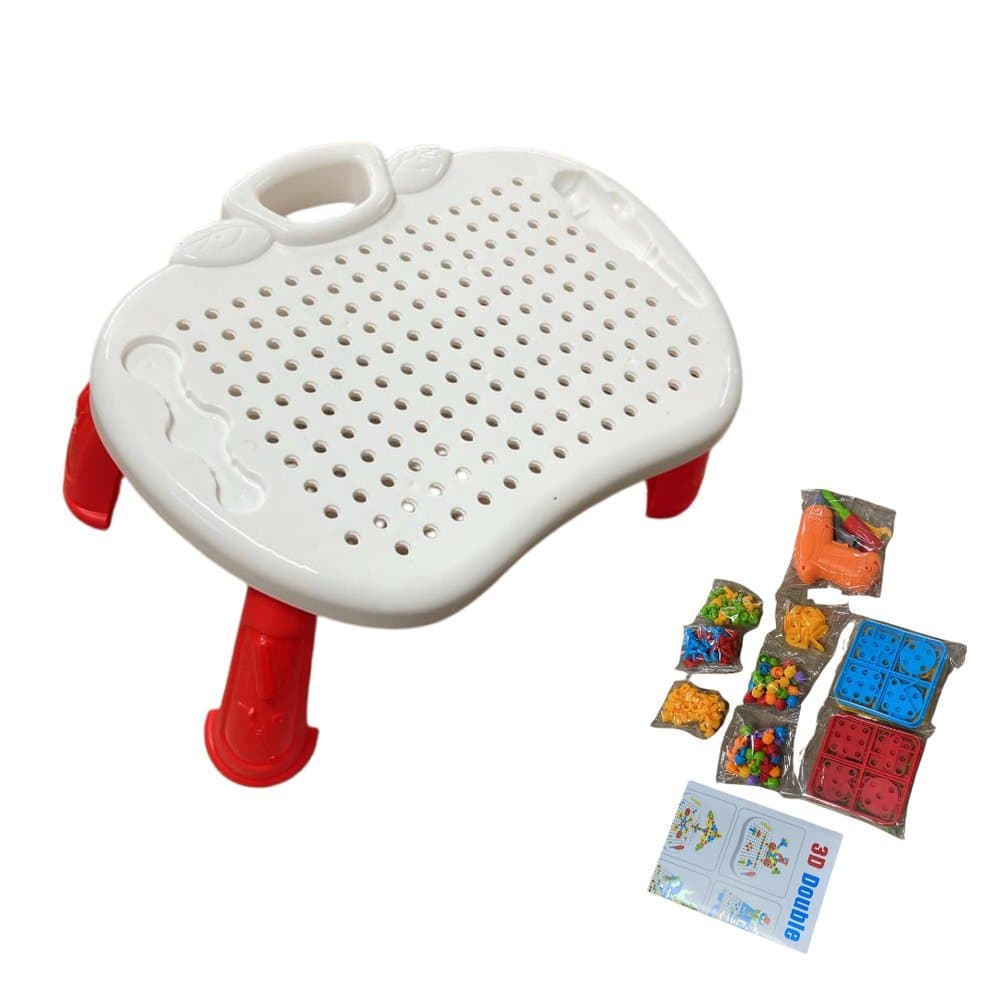Mesa Didática Educativa Infantil Blocos De Montar E Encaixar Com Acessórios
