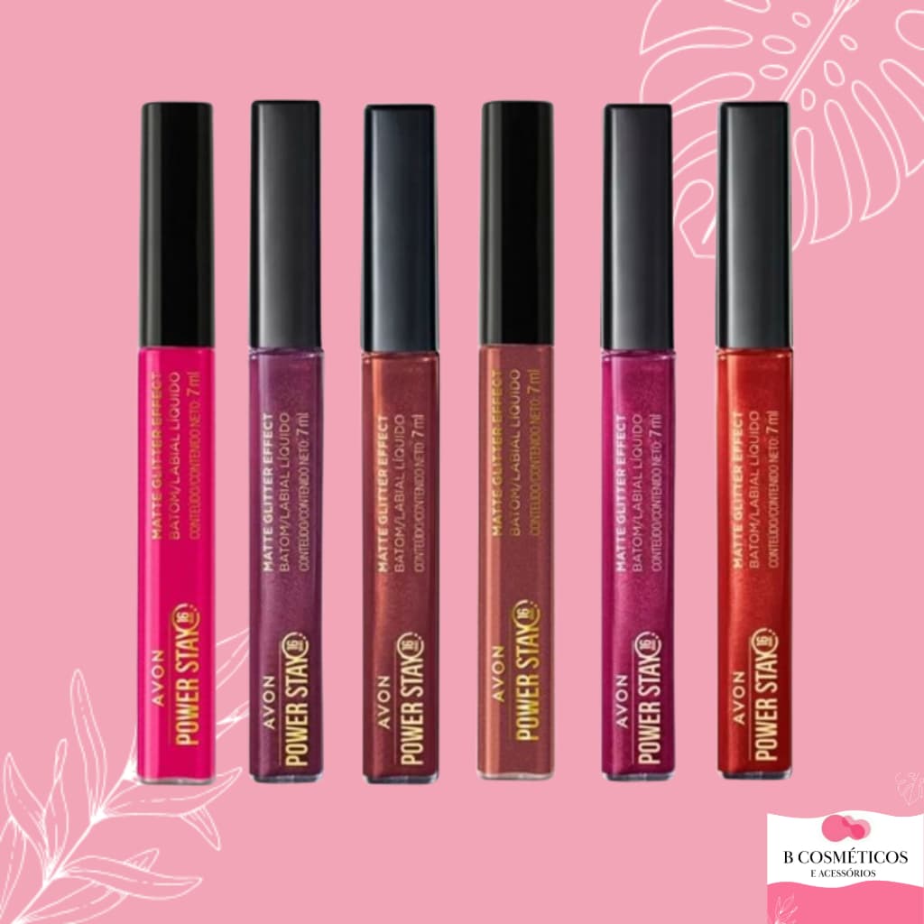 Batom Liquido Matte Glitter Effect Avon Power Stay