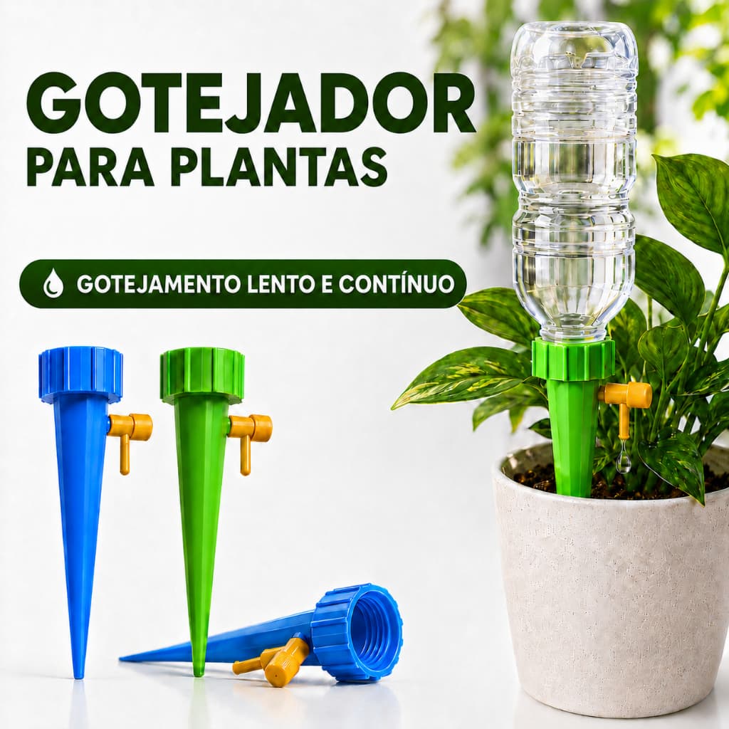 Kit Gotejador para Planta Irrigador Acoplável em Garrafa PET Rega Automática para Jardim e Vasos Gotejadores