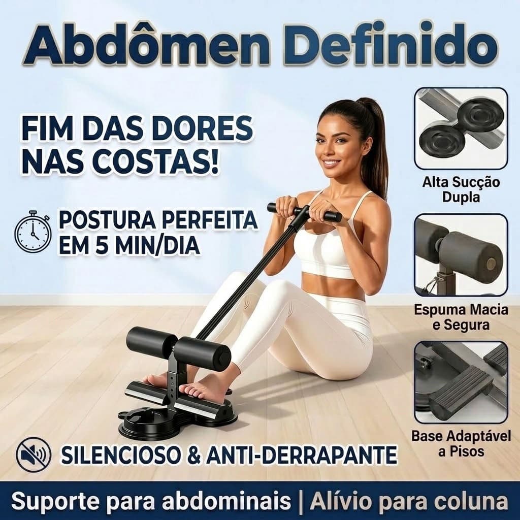Equipamento Auxiliar de Abdominais Fitness Unissex Muscular Abdominal Dispositivo de Pé Fixo Com Ventosa Ajuste 3 Níveis