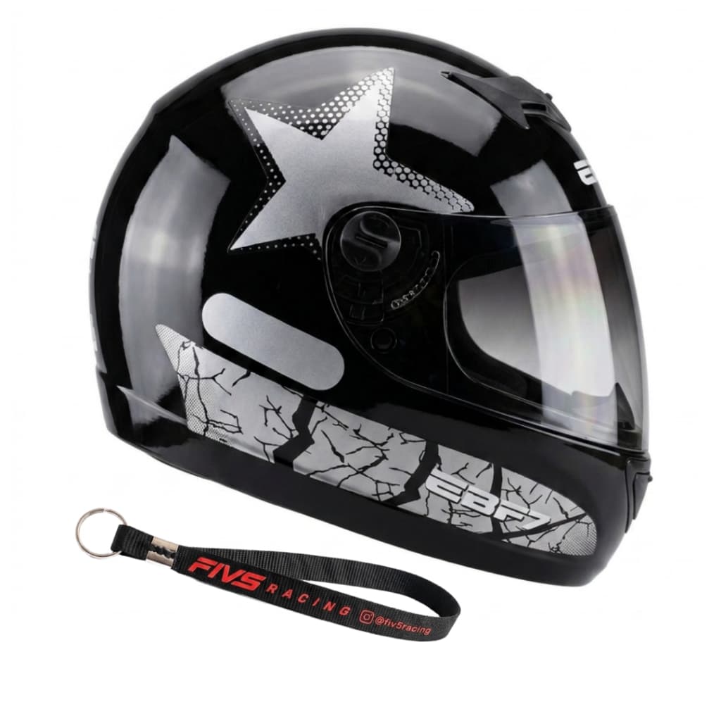 CAPACETE MOTO FEHCADO EBF 7 MASCULINO FEMININO ESTRELA STARWAR PRETO PRATA + CHAVEIRO BRINDE EXCLUSIVO