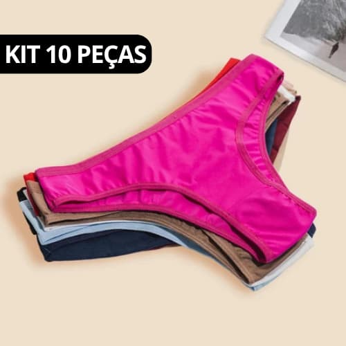 Kit 10 Calcinhas Tanga Conforto de Microfibra Com Forro em Algodão Moda Intima Feminina 10 ou 5 Unidades