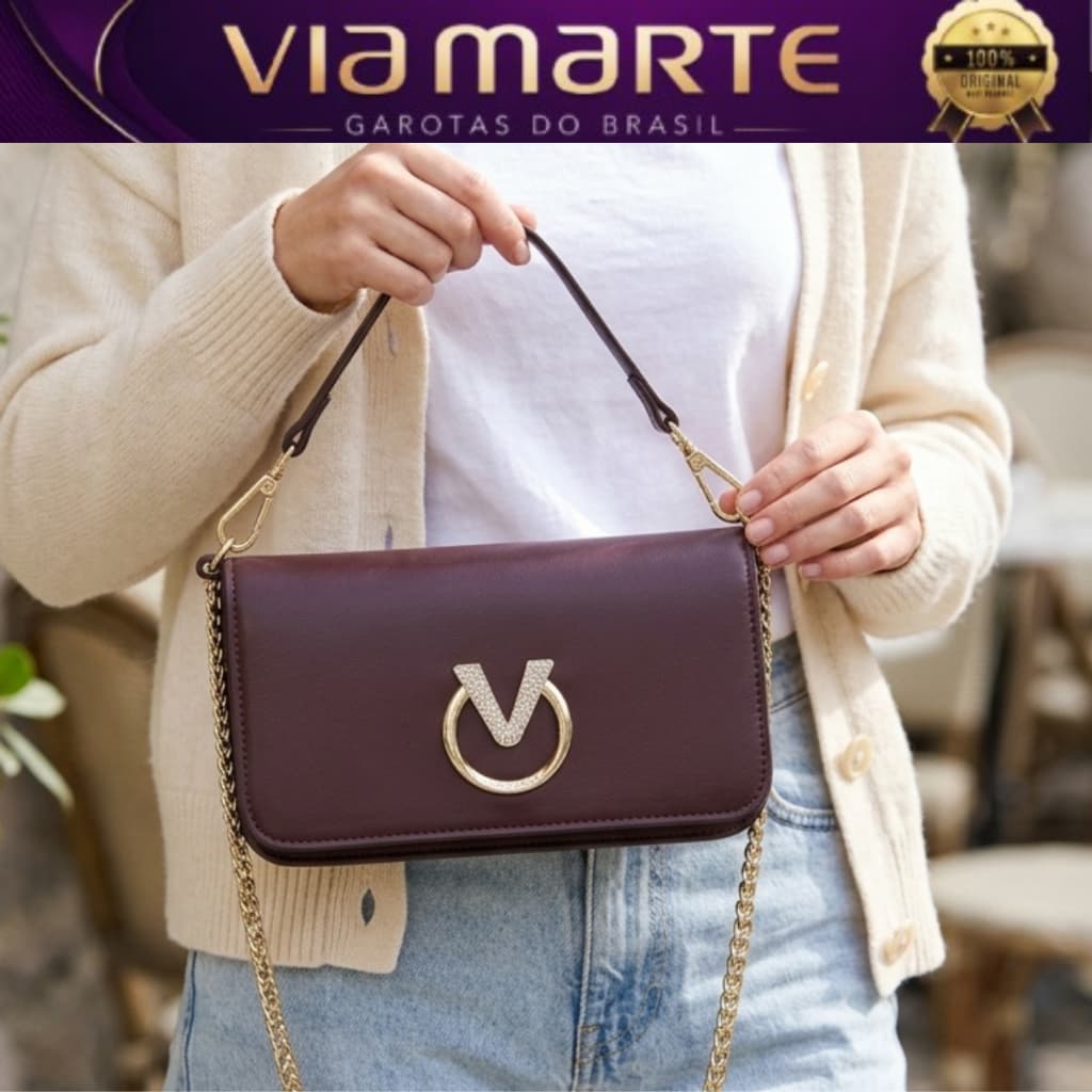 Bolsa Via Marte Feminina Crossbody Casual Alça Ombro Transversal Pequena Moderna Quadrada Elegante B2-714-01 Original
