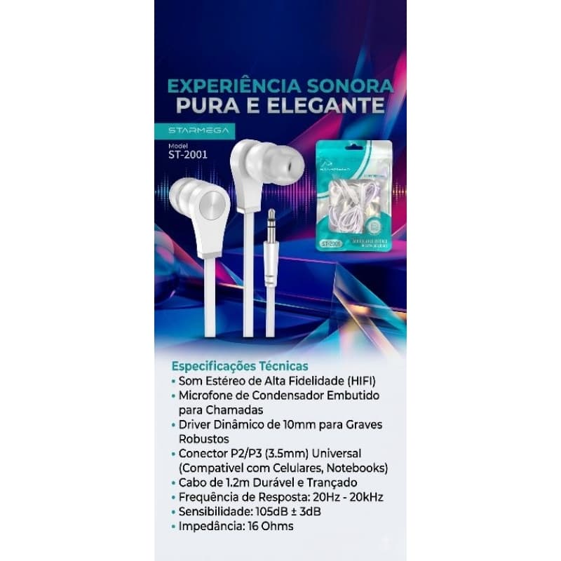 Fone De Ouvido Com Fio 3.5mm Intra-Auricular Estéreo Bass Microfone, Fone para o trabalho, para caminhada e muito mais.