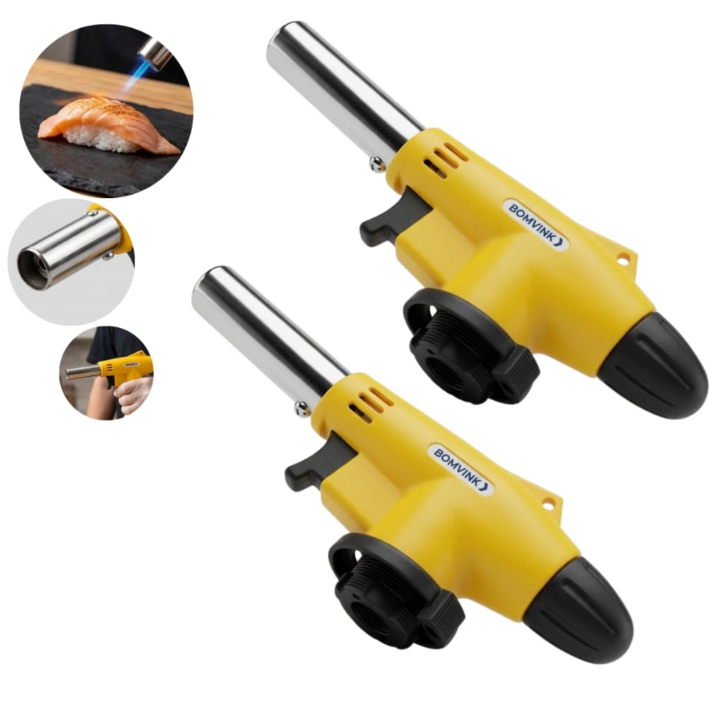 Kit 2 Maçarico Portátil Culinário Profissional Bomvink Bom-1540 Amarelo