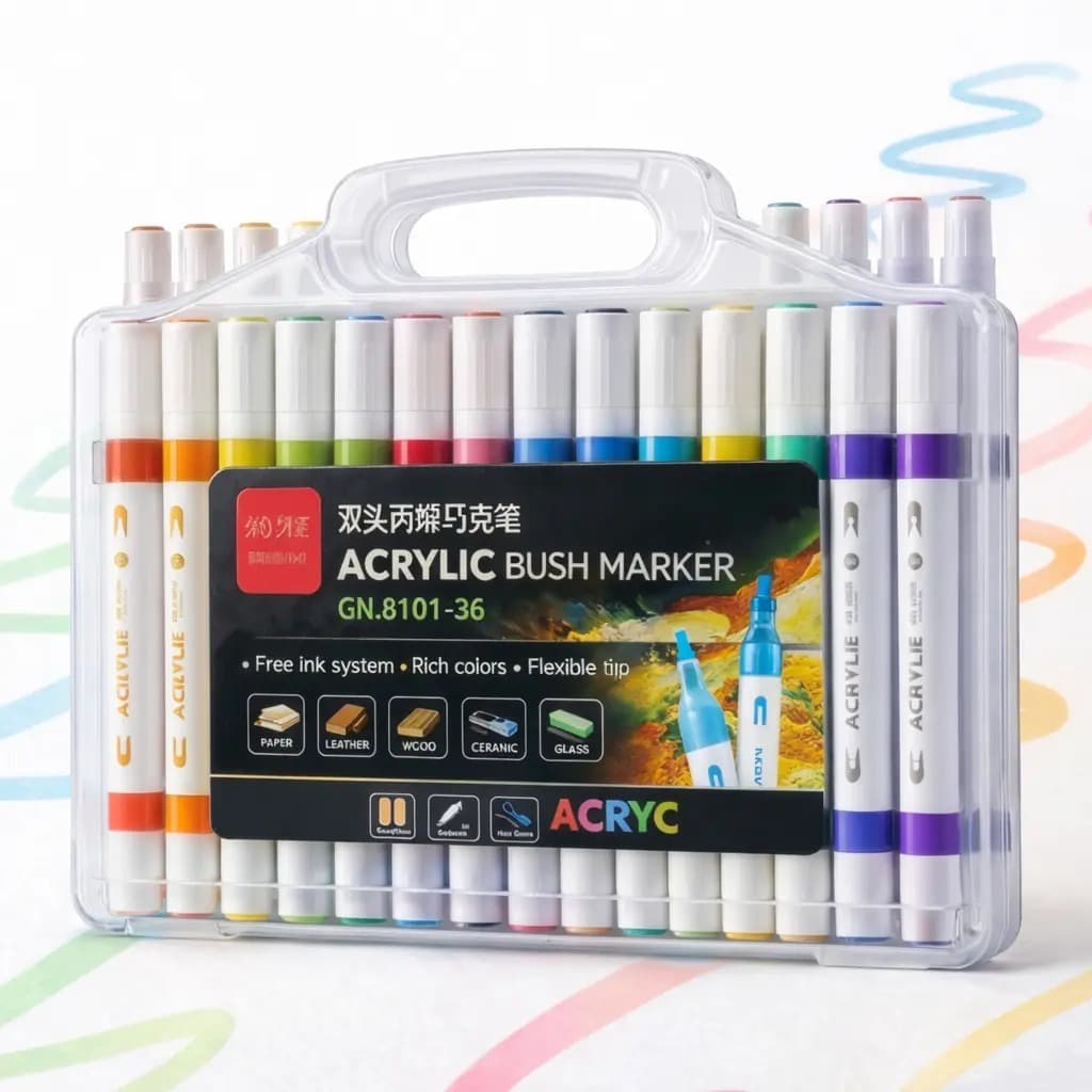 Kit 12/24/36/48/60 Caneta Marcadora Acrílica Líquida Direta, Pincel de Pintura para Desenho DIY