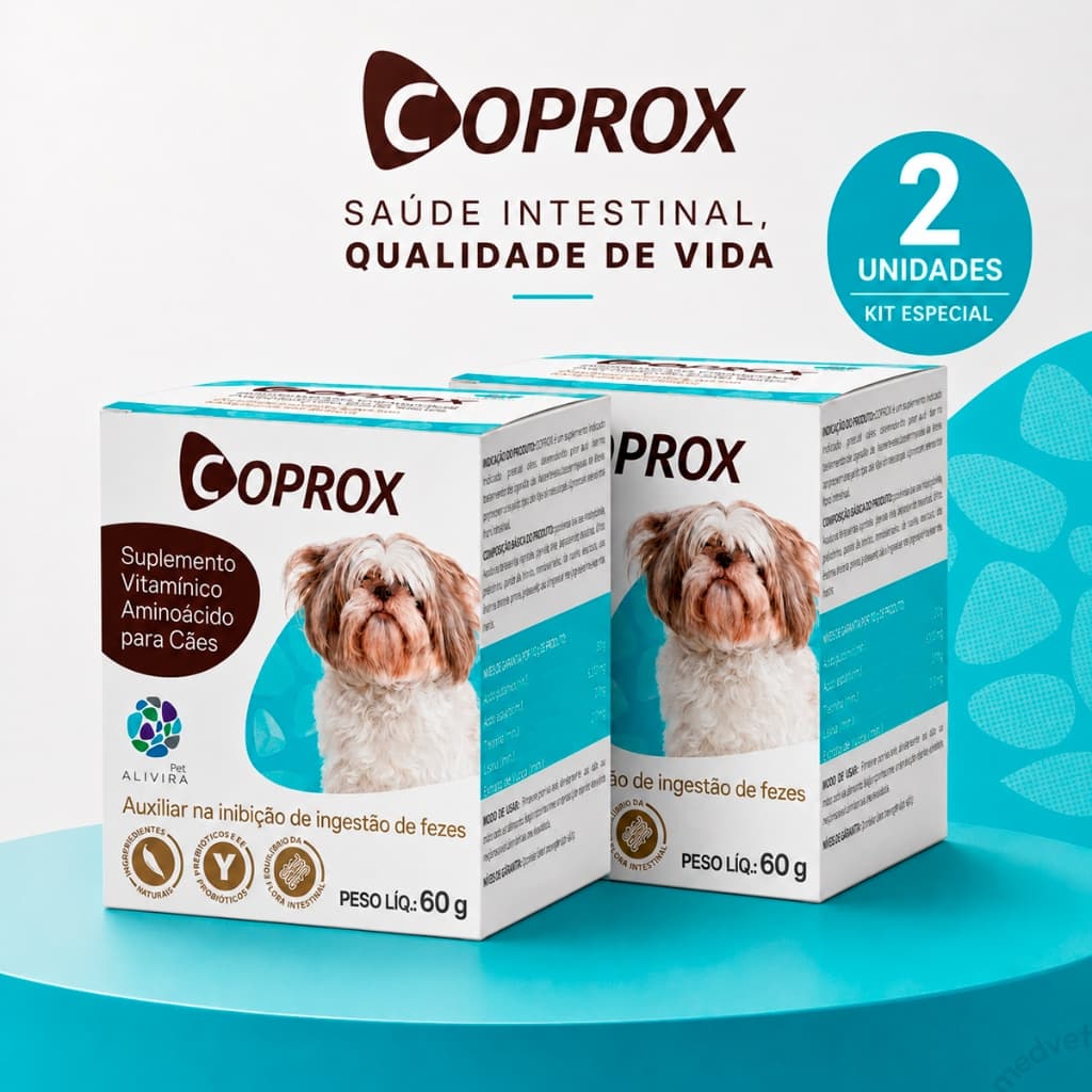 Kit 2 Coprox 60g  Suplemento Para Cães  Coprofagia Duprat Alivira Pet
