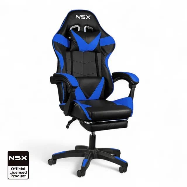 Cadeira de Escritório Gamer NSX Ergonômica Reclinável Altura Ajustável com Apoio de Pés Retrátil - Estofado Couro PU Pre