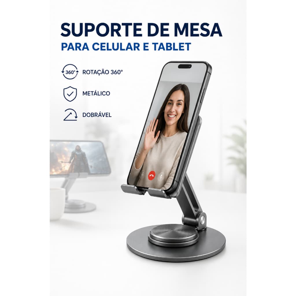 Suporte De Mesa Para Celular E Tablet Com Rotação 360° Apoio celular Suporte Dobrável silicone antiderrapante