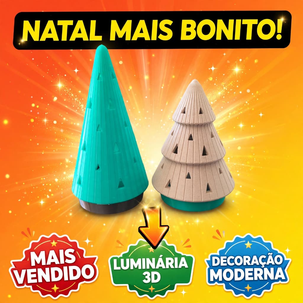 Árvore de Natal Luminária 3D Decorativa LED Moderna Minimalista Enfeite Mesa Sala