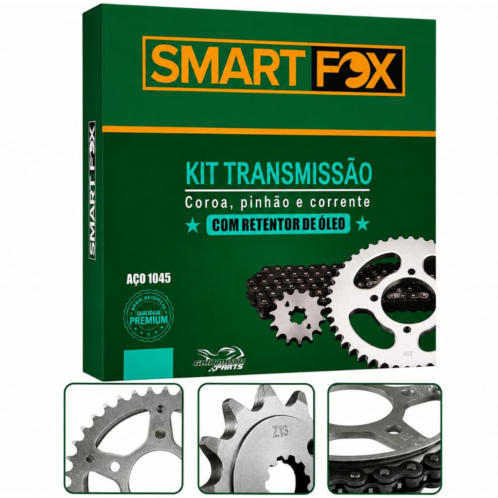 Kit Transmissão Relação Cbx250 Twister 2001/2008 C/retentor Prateado