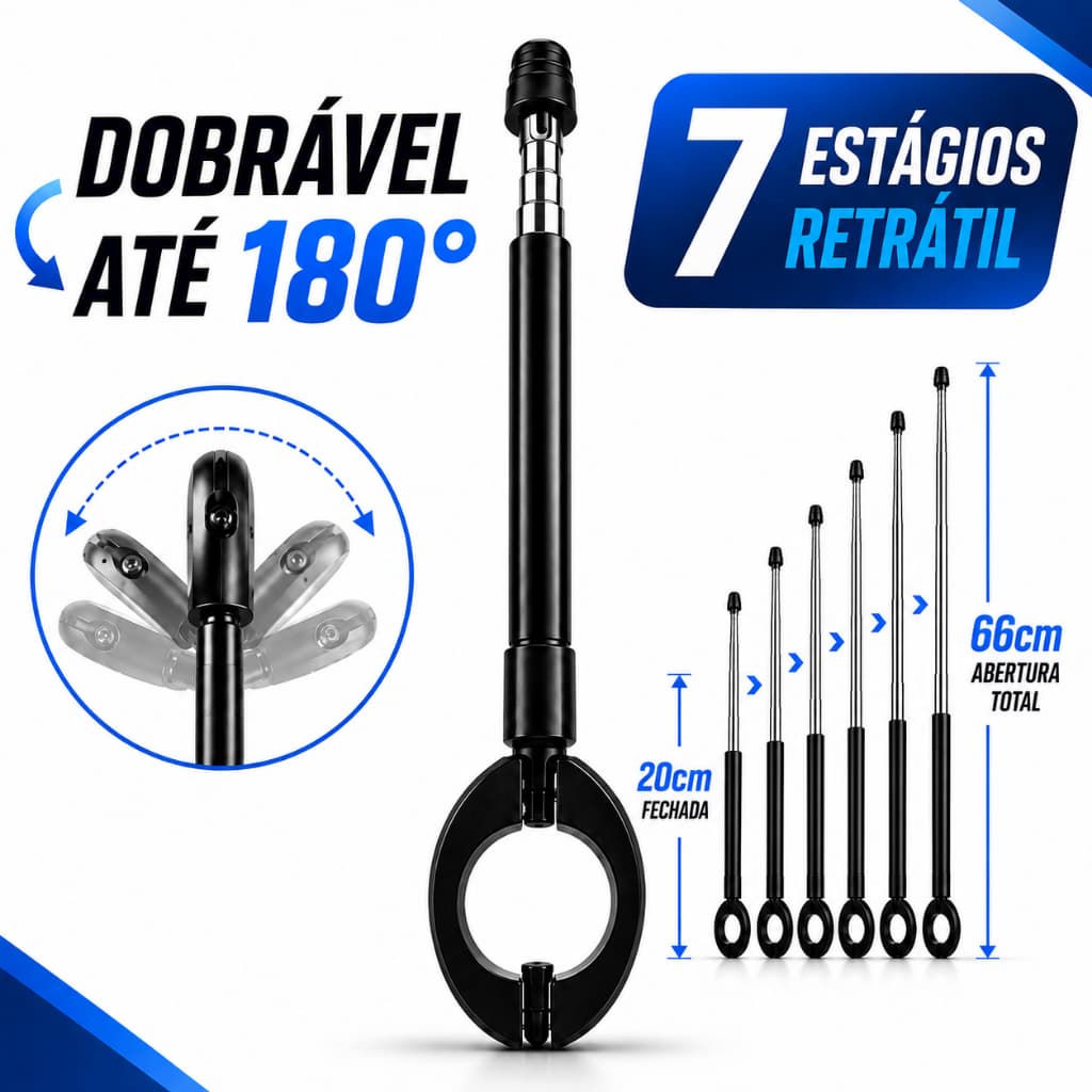 Antena Corta Pipa Moto Retrátil Anti Cerol Aço Inox Guidão