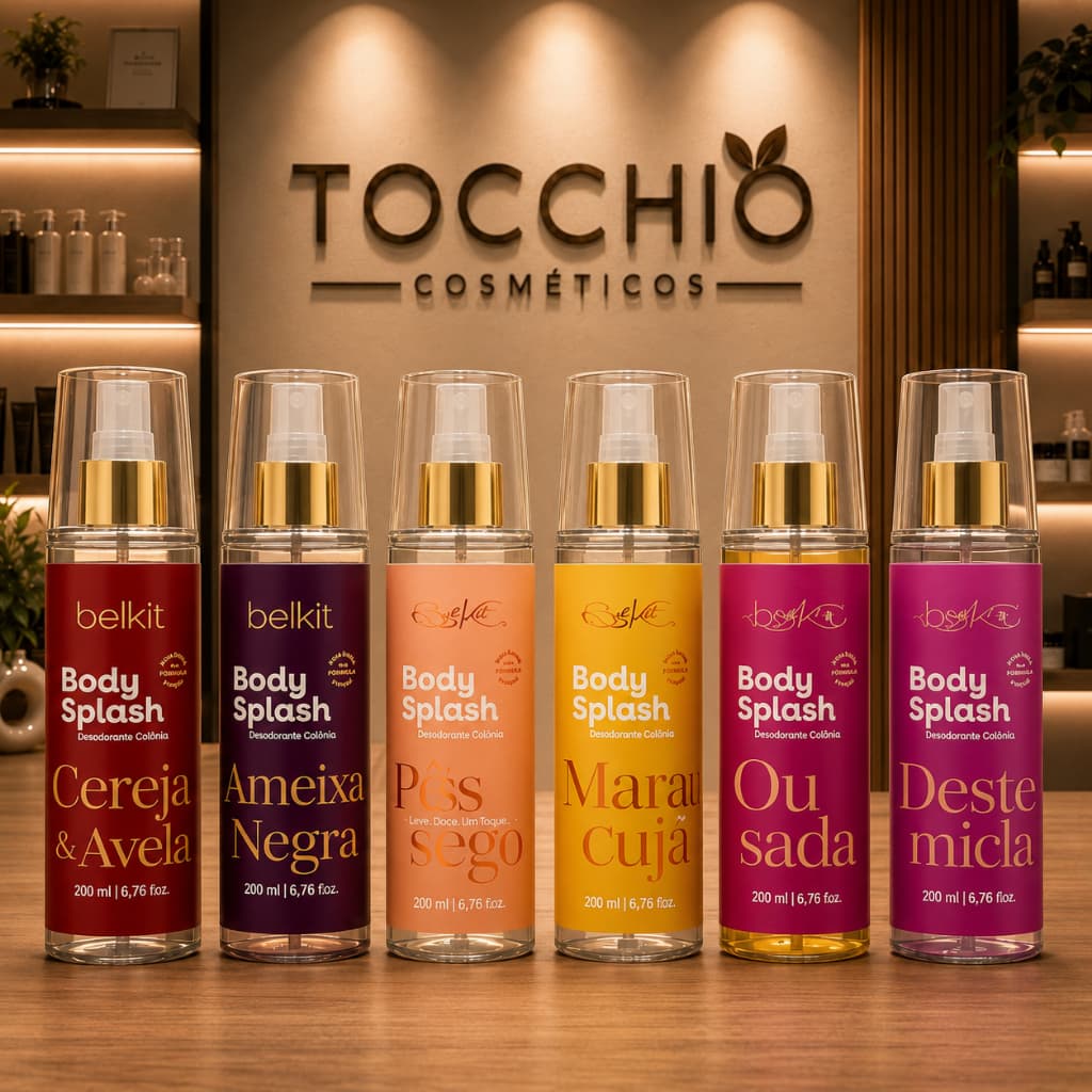 Body Splash BELKIT Feminino 200ml Alta fixação - Vibrante e Refrescante, Floral, Frutado, Amadeirado