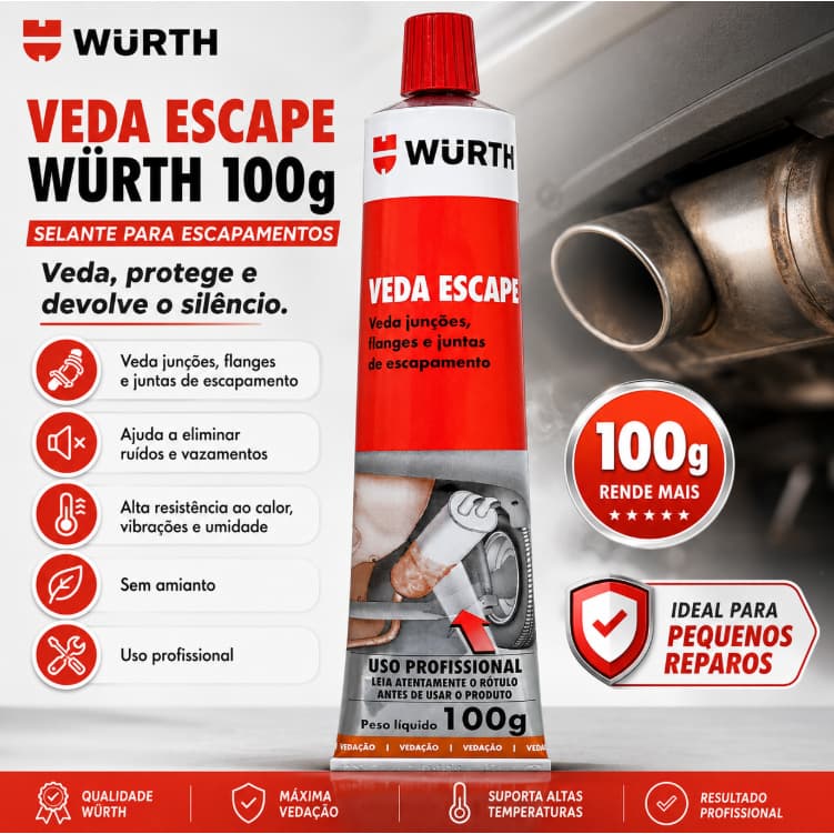 Veda Escape Escapamento Reparador Vazamento Carro Moto Würth