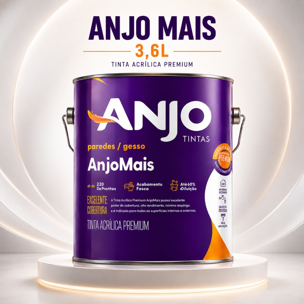 Tinta Acrílica Premium Anjo Mais 3,6L Paredes Gesso