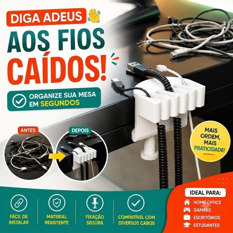 Kit 2 Organizadores de Cabo | Organizador de Cabos de Mesa Universal Morsa