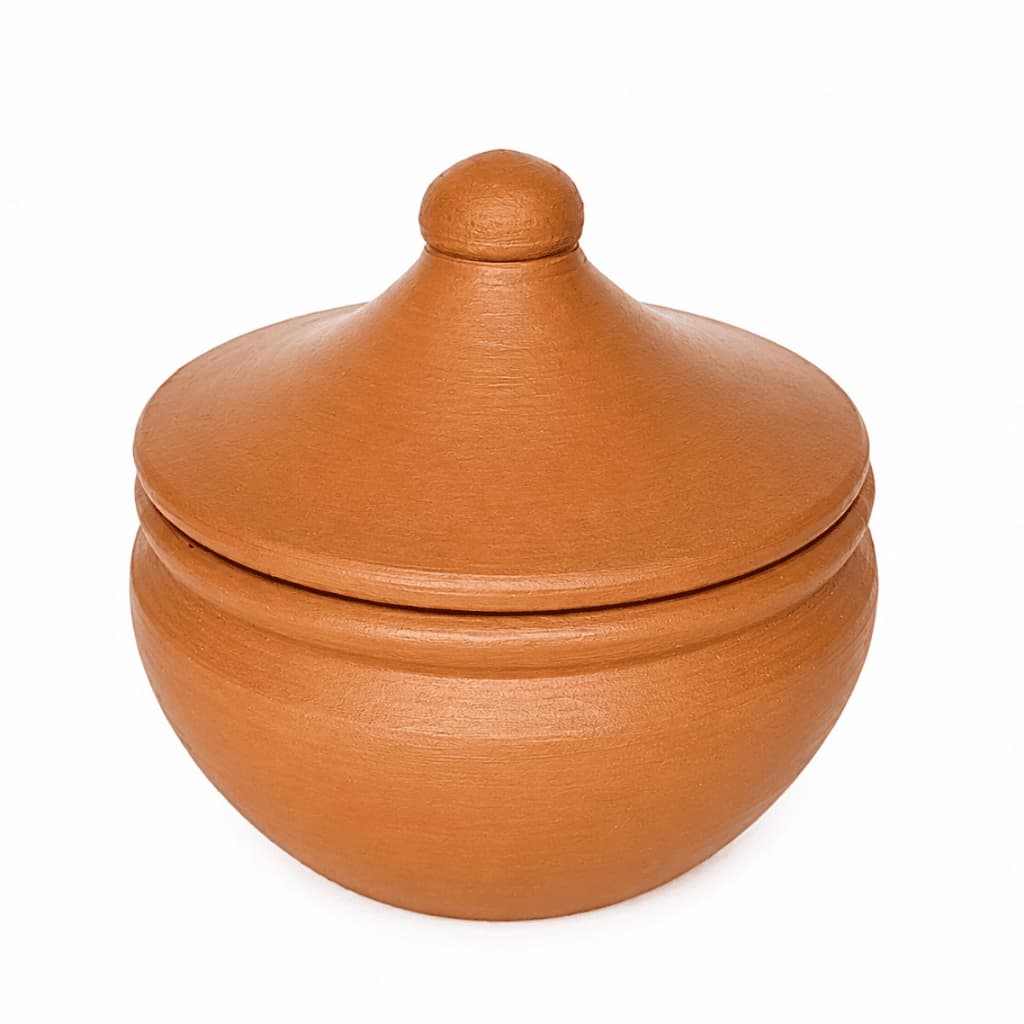 Panelinha Cumbuca De Barro Com Alça Tampa 400ml