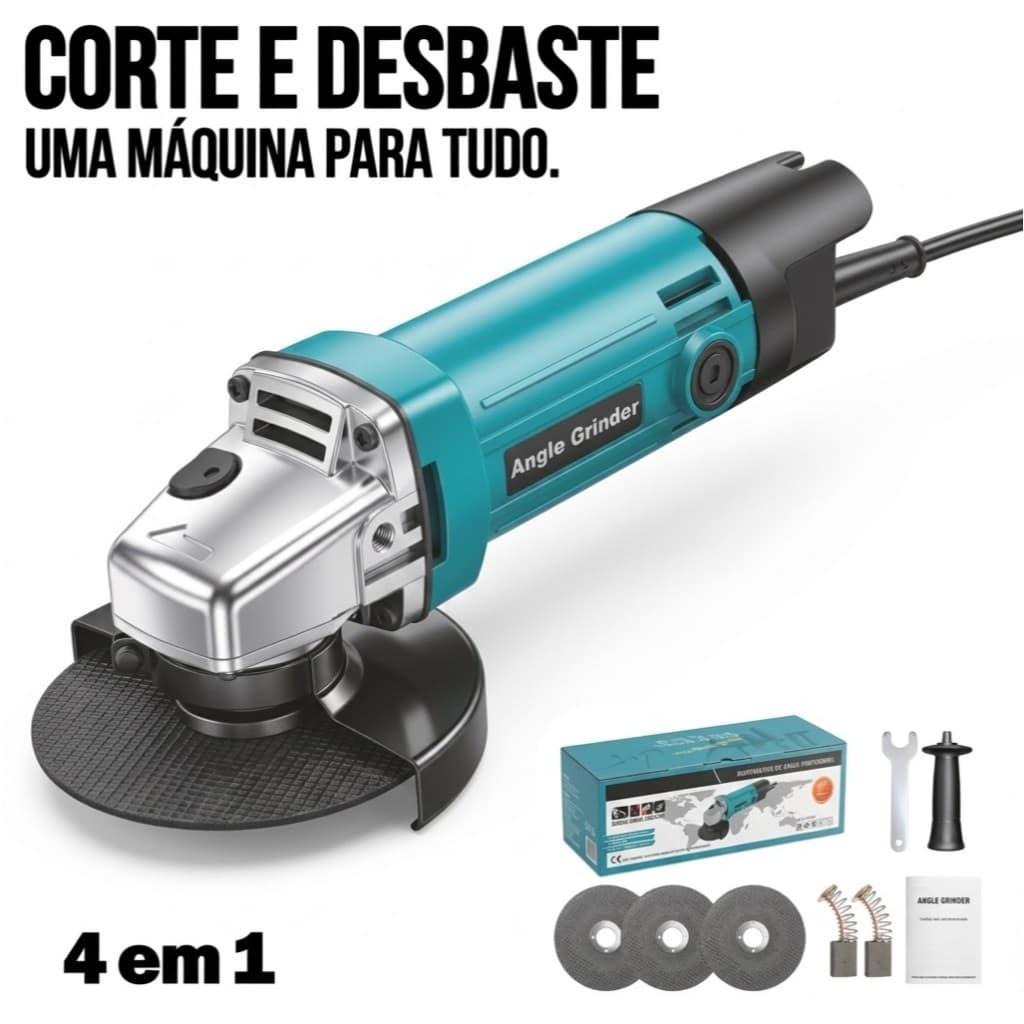 esmerilhadeira Angle Grinder 1100w 115mm 4.1/2 11000rpm Tem acessórios polidos 220V