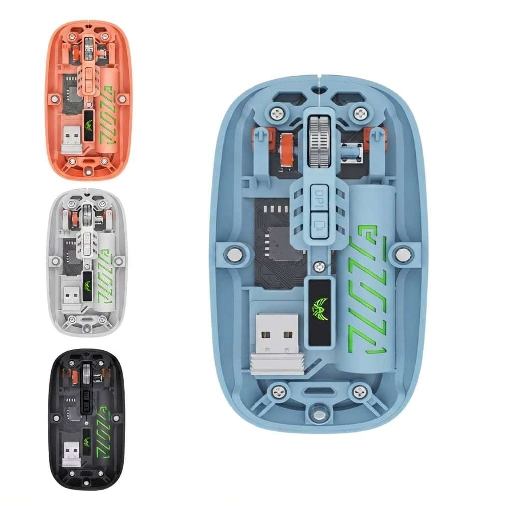 Mouse Sem Fio Bluetooth 2.4GHz 1600 DPI Ajustável Transparente Recarregável Wireless USB AG-690 R
