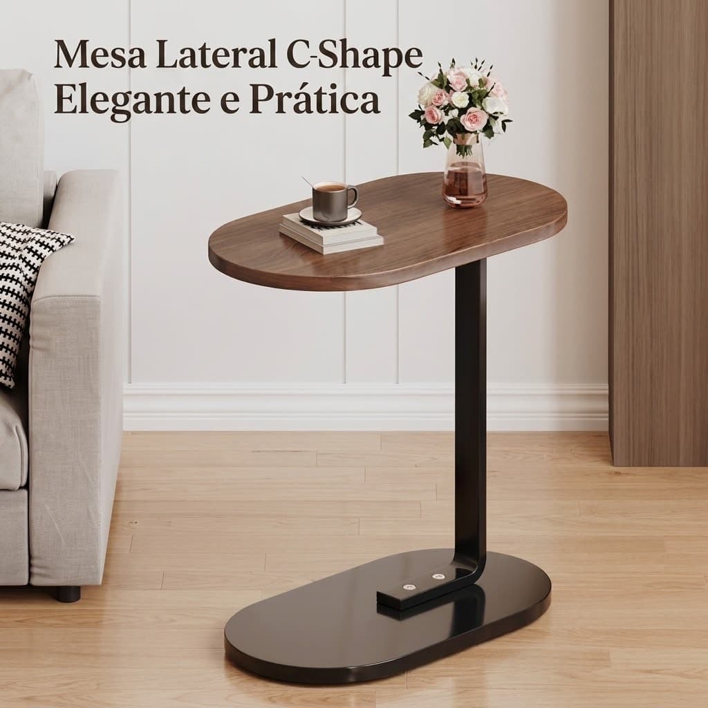 Mesa lateral moderna para sofá-cama tipo C, mesa lateral portátil, ideal para a sala de estar e para ao lado da cama