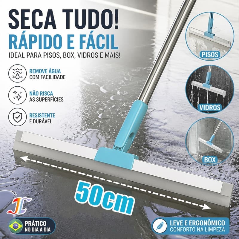 Espátula de Silicone com Cabo 100cm para Limpeza Rodo para Vidros e Pisos com Gancho Não Arranha Superfícies SJGT