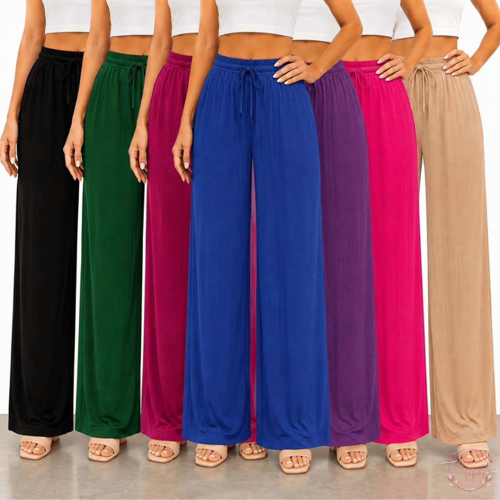 Calça Pantalona Feminina Duna com Cintura Alta Elástica Leve Versátil