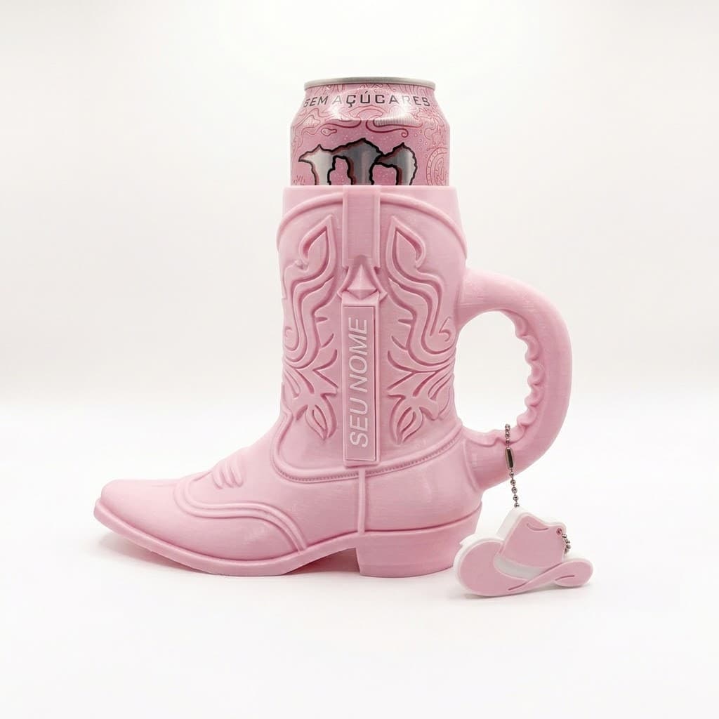 Kit Porta Lata Bota Country 473ml 350ml Personalizada com Nome + Chaveiro Abridor Chapéu de Cowboy em  BarretoS