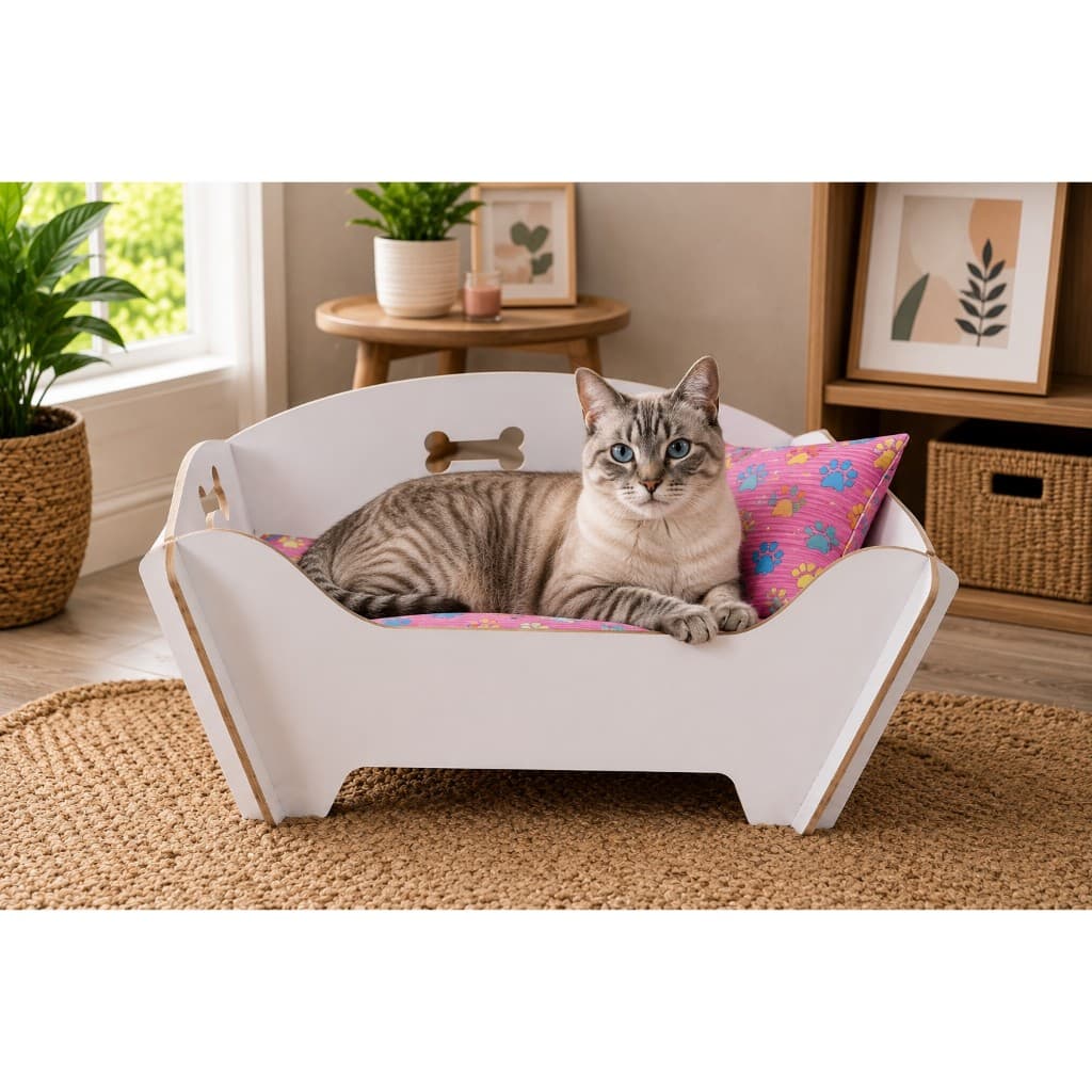Cama Pet Confortável Cães Gatos Estampa Colorida Aconchegante