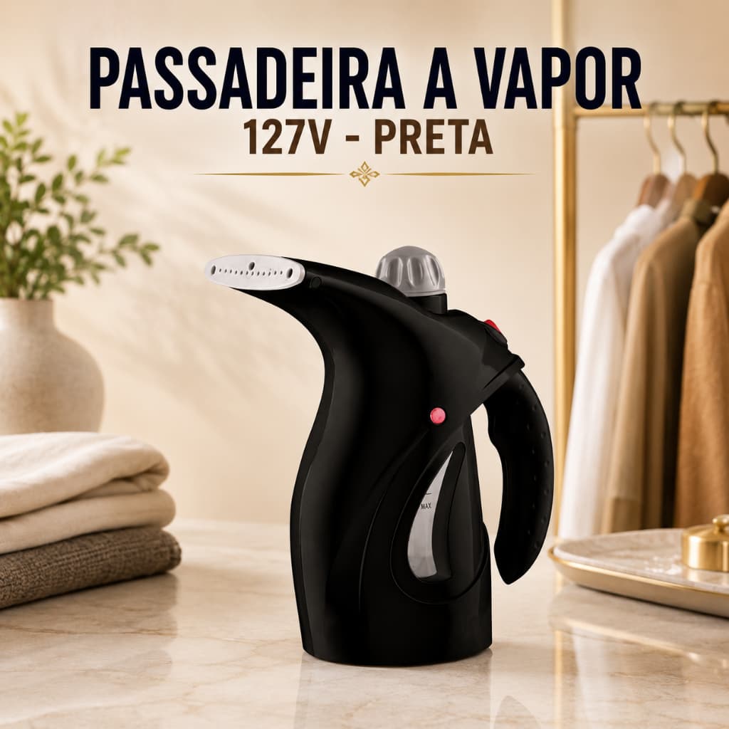 Passadeira A Vapor Portatil Preto 127V Vaporizador de Roupas