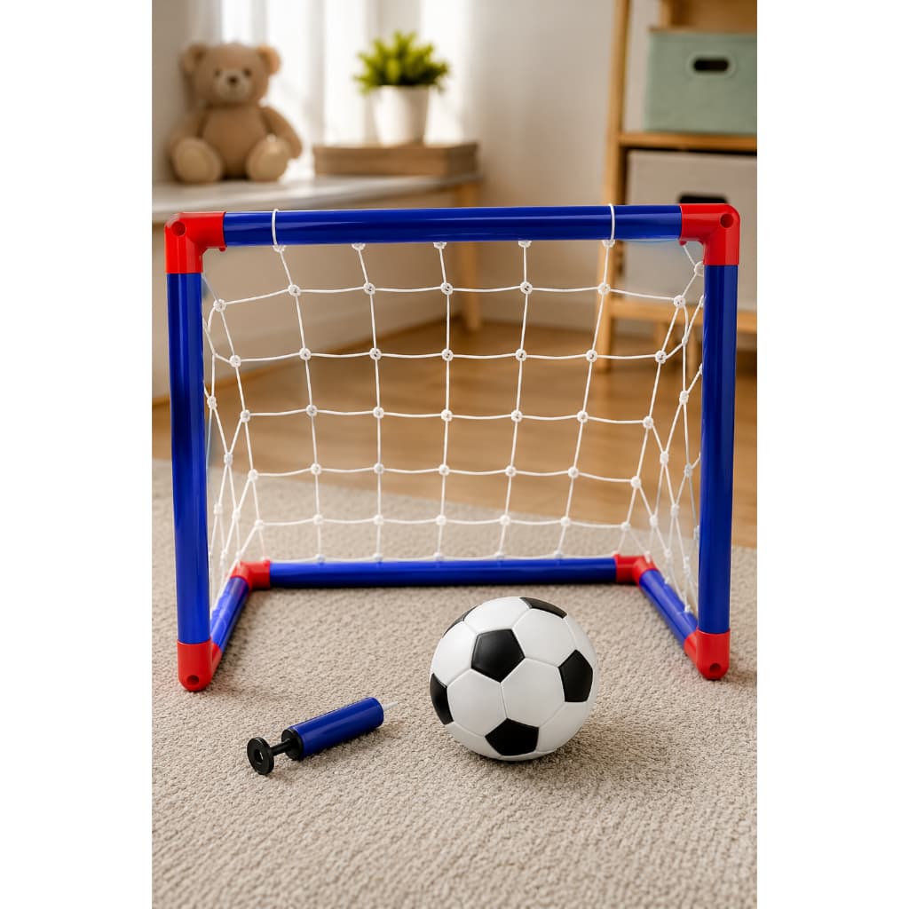 Trave de Futebol Infantil com Bola Rede e Bomba de Ar Azul