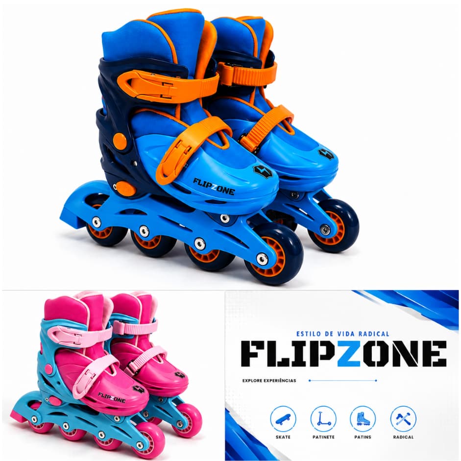 Patins 4 Rodas Ajustável Roller Infantil Regulável Patinação