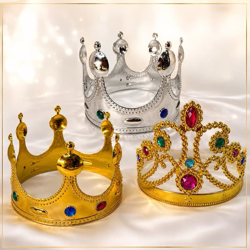 Coroa Rei Príncipe e Princesa Plástica Ajustável Festa