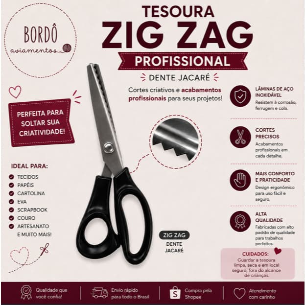 Tesoura De Picotar Lanmax Corte Zig Zag Profissional Papel Eva Tecido