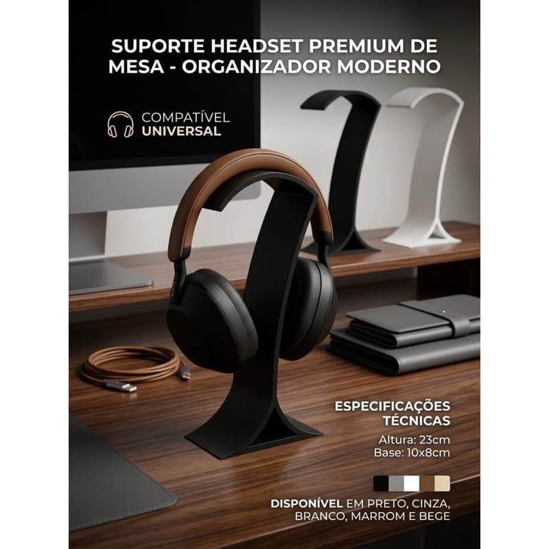 uporte Para Headset Fone De Ouvido De Mesa Gamer Apoio Organizador Design Curvo